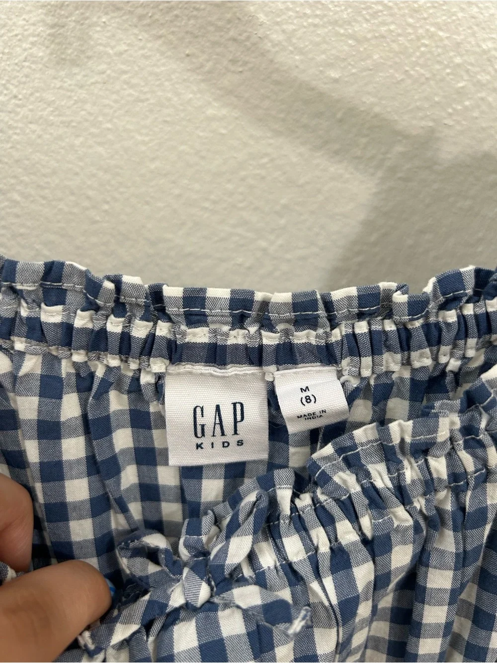 GAP Blue and White Gingham Smocked Tiered Dress